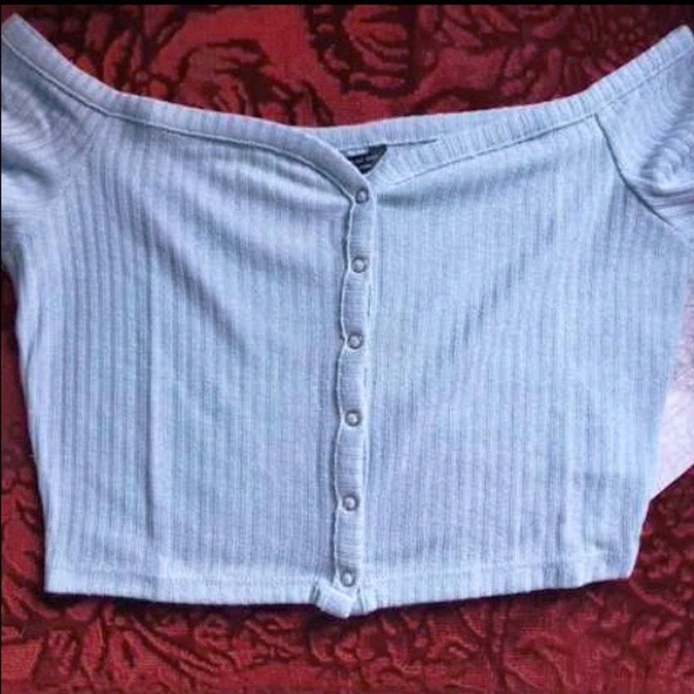 Off Shoulder Buttoned Crop Top